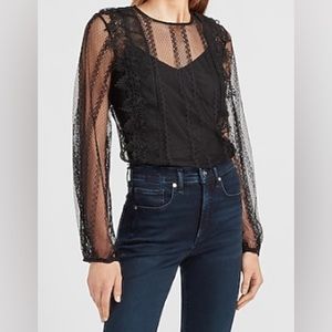 Sheer Lace Crew Neck Top